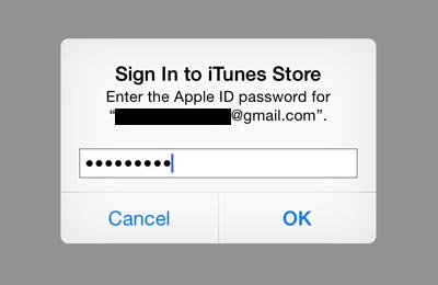 وارد کردن رمز عبور اپل آیدی
