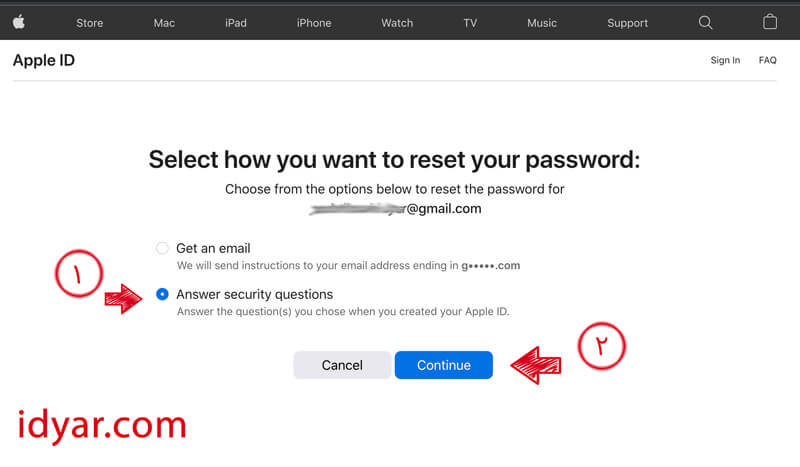 تغییر رمز عبور اپل ایدی با سوال های امنیتی