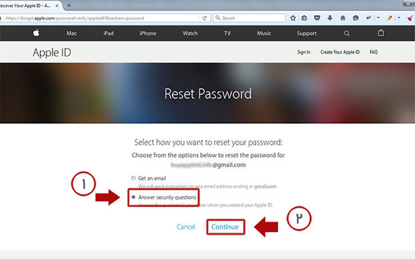 تغییر رمز عبور اپل ایدی با سوال های امنیتی